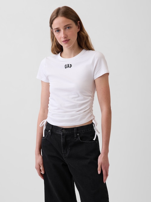 クロースニット ジャージー GAPロゴ ルーシュ サイドタイTシャツ