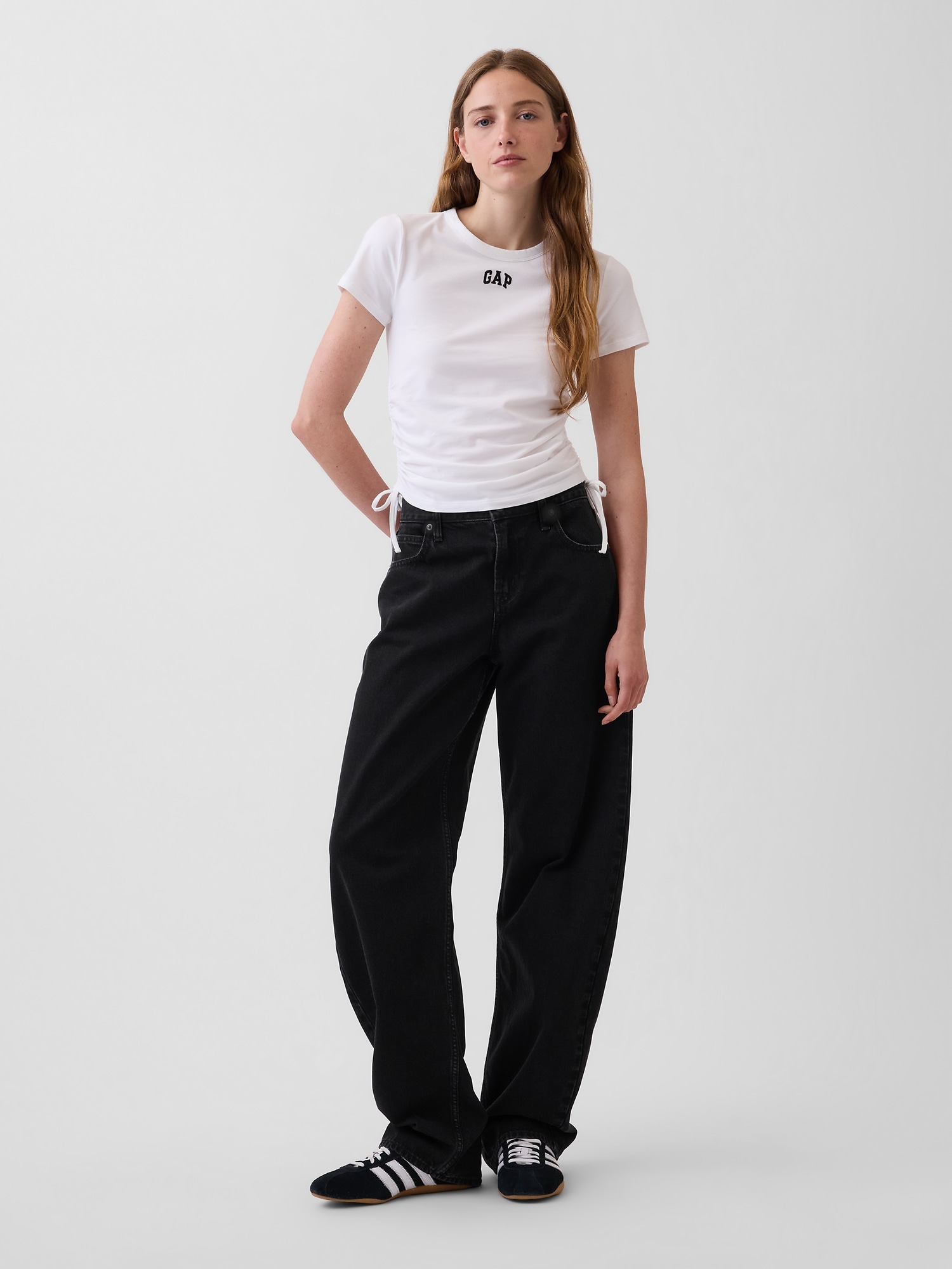 クロースニット ジャージー GAPロゴ ルーシュ サイドタイTシャツ-1