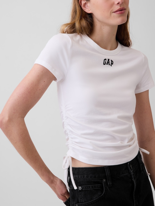クロースニット ジャージー GAPロゴ ルーシュ サイドタイTシャツ-3