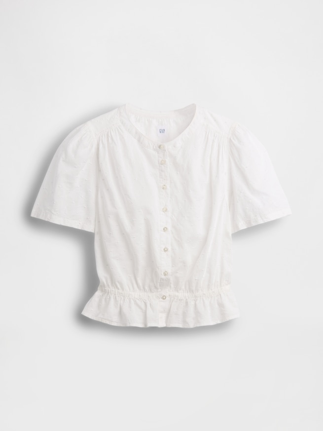 フロントボタン クロップド ペプラムトップス-4