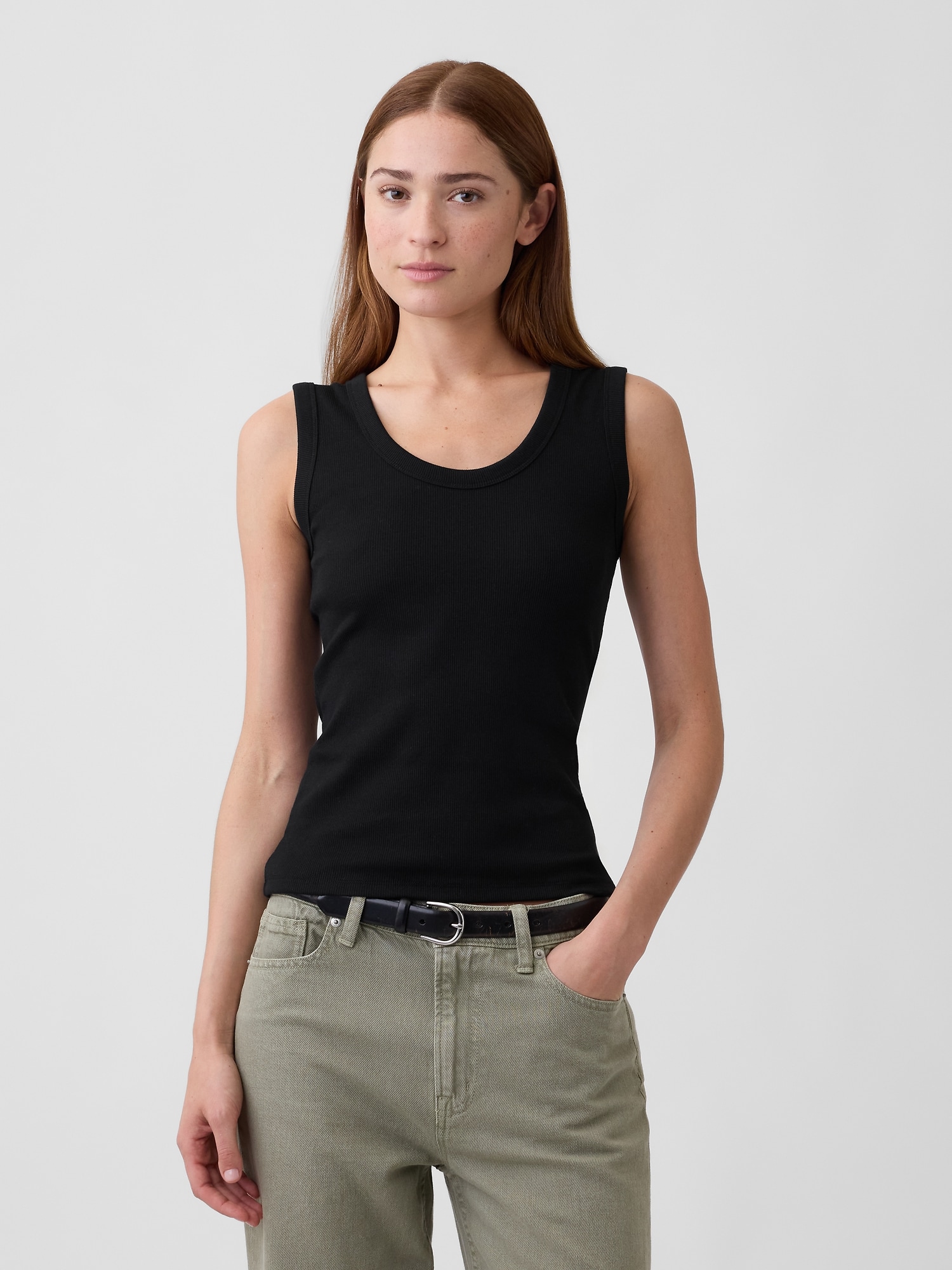 Ribbed Scoopneck Tank Top