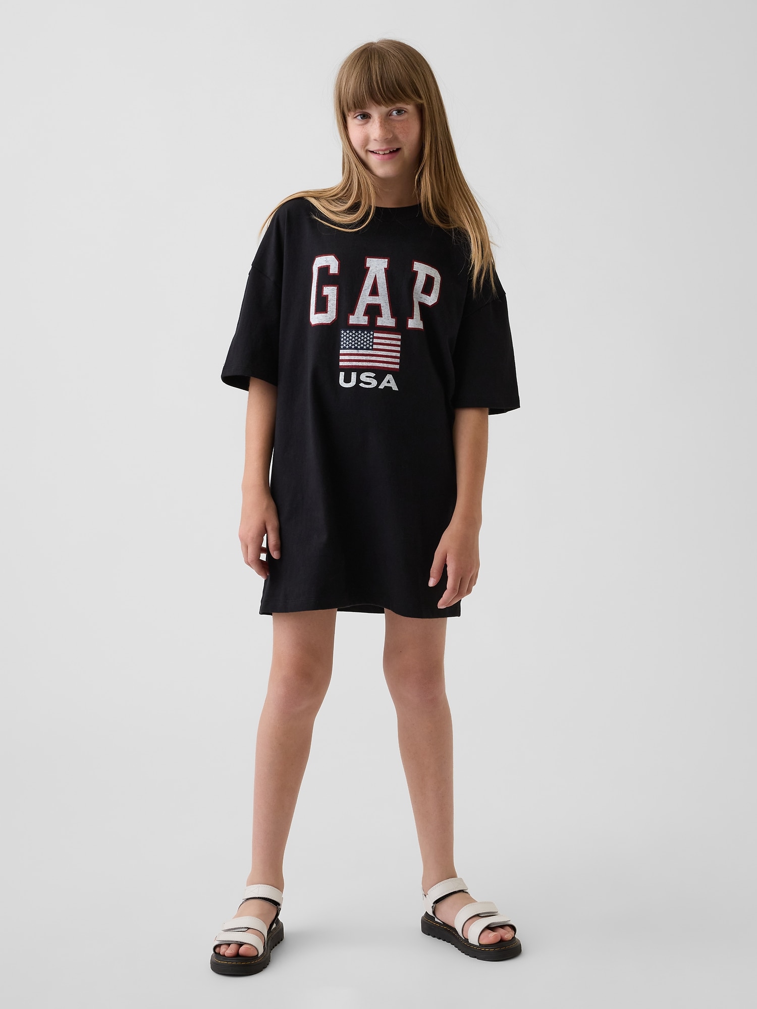オーバーサイズ GAPロゴ  Tシャツワンピース (キッズ)-0