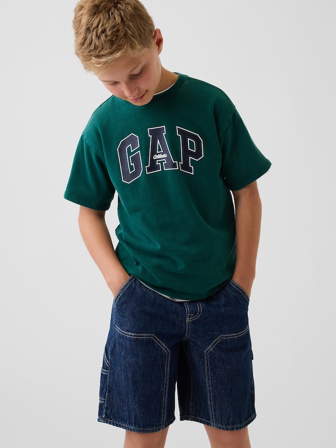 ヘビーウェイト リラックスフィット GAPロゴTシャツ (キッズ)-0