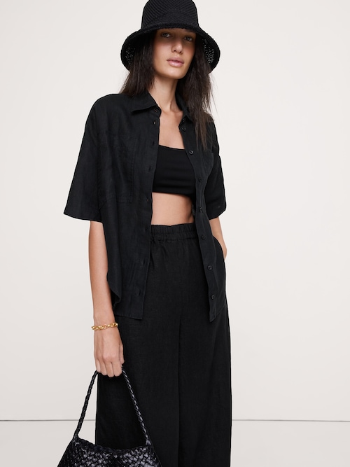 リネン ショートスリーブ シャツ