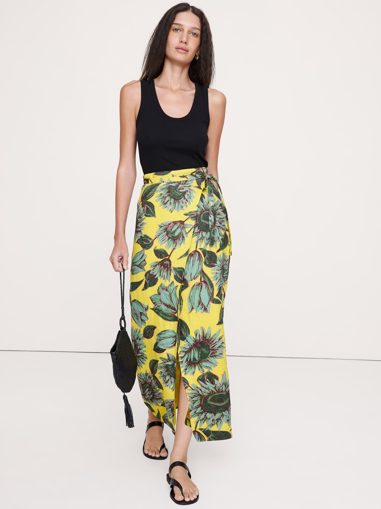 リネン ラップ マキシスカート-0