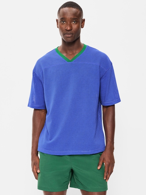 Football-Style Knit T-Shirt