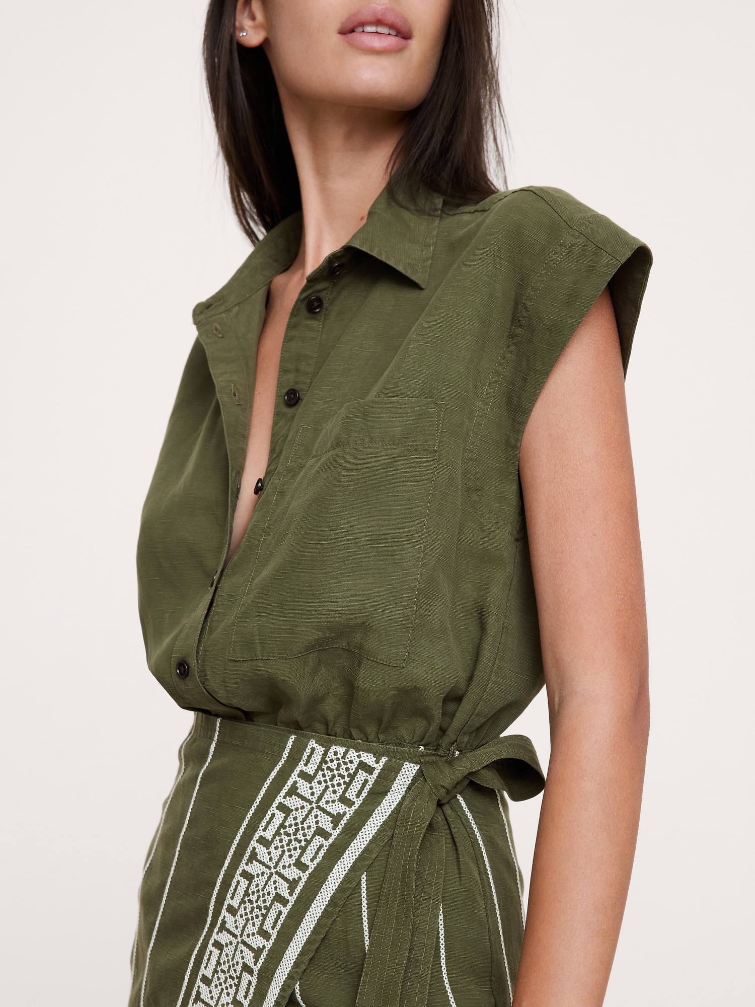 エンブロイダリー テンセル&trade;リネン ラップドレス-3