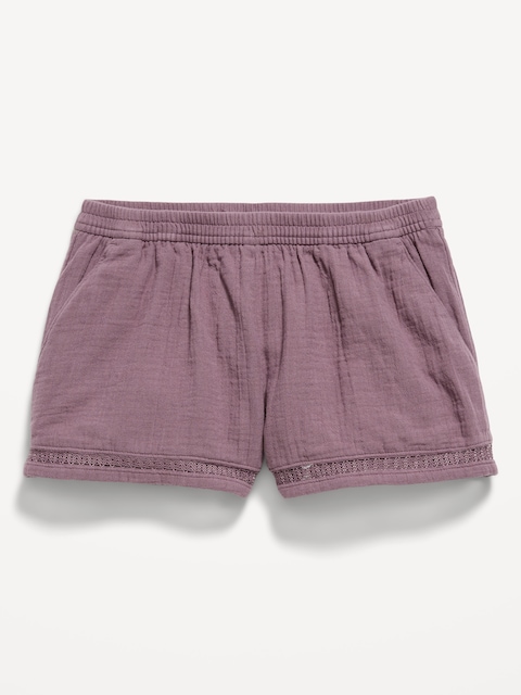 Double-Weave Crochet-Trim Shorts for Girls