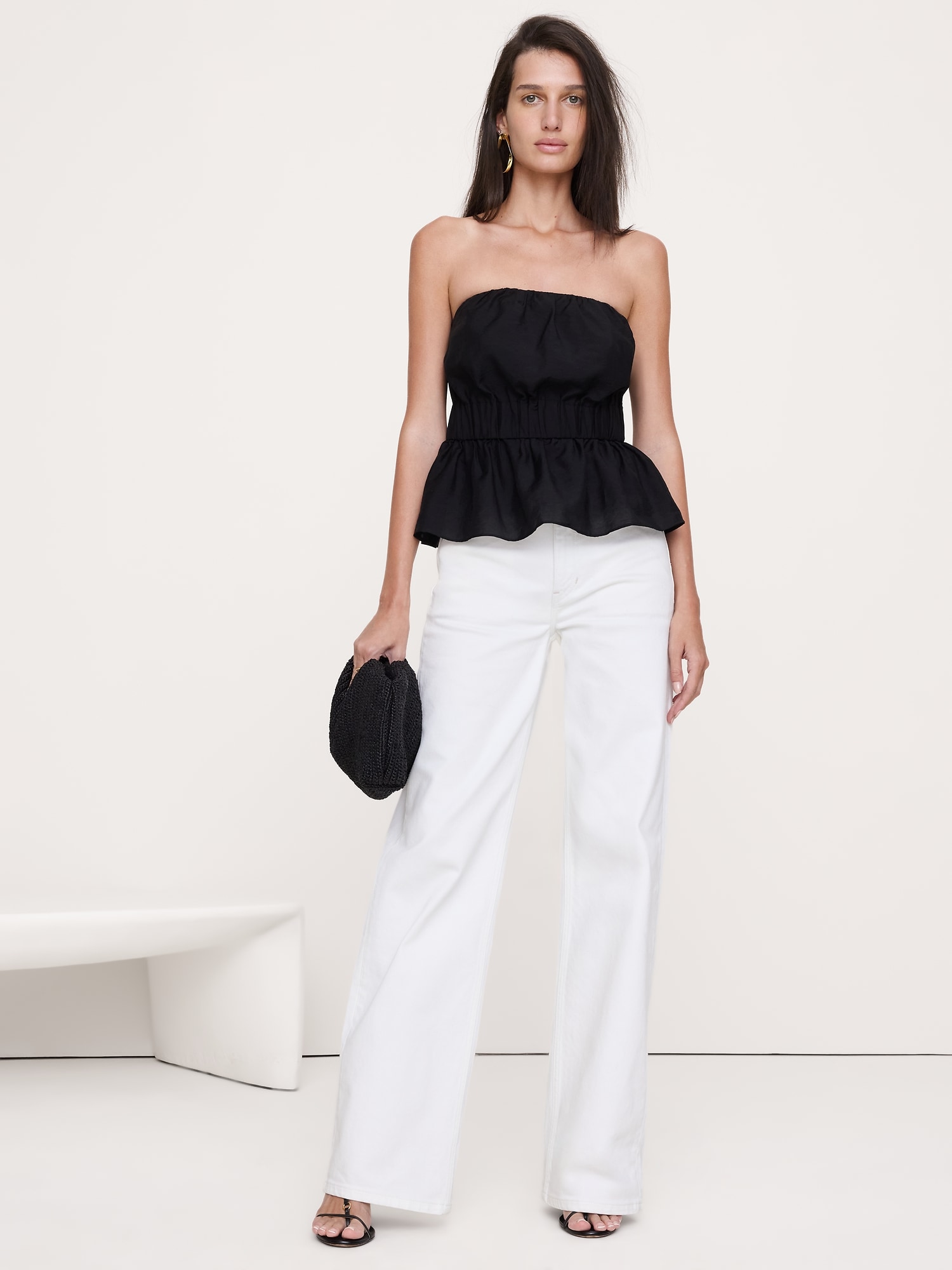 Strapless TENCEL™-Nylon Peplum Top