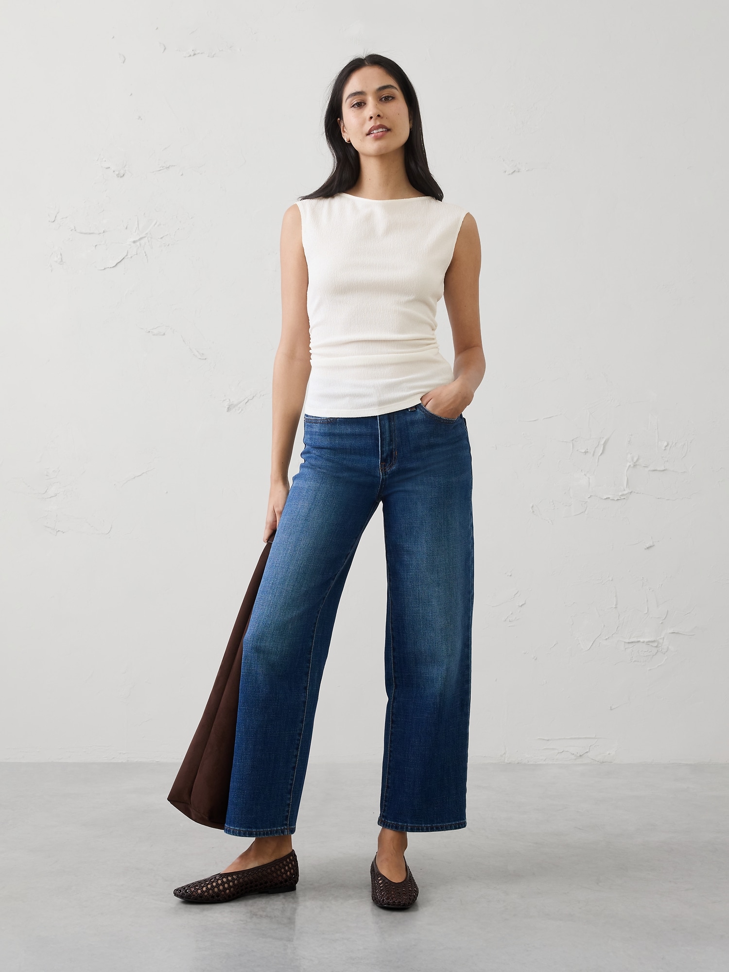 Textured Smocked Ruched Top