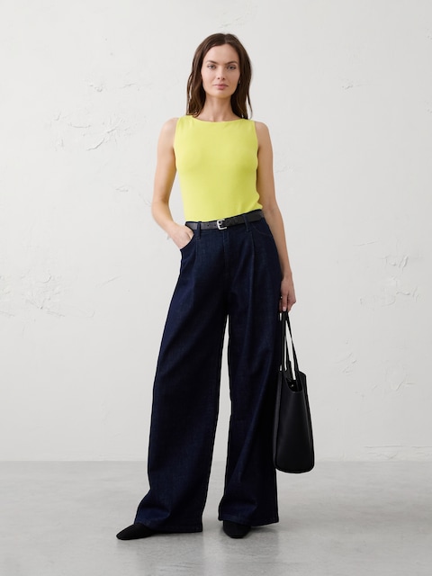 CAMISOLE EN TRICOT DE COTON À ENCOLURE BATEAU