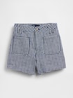 3.5インチ ハイライズ ギンガムチェック リラックスフィット ストレートデニムショートパンツ-4