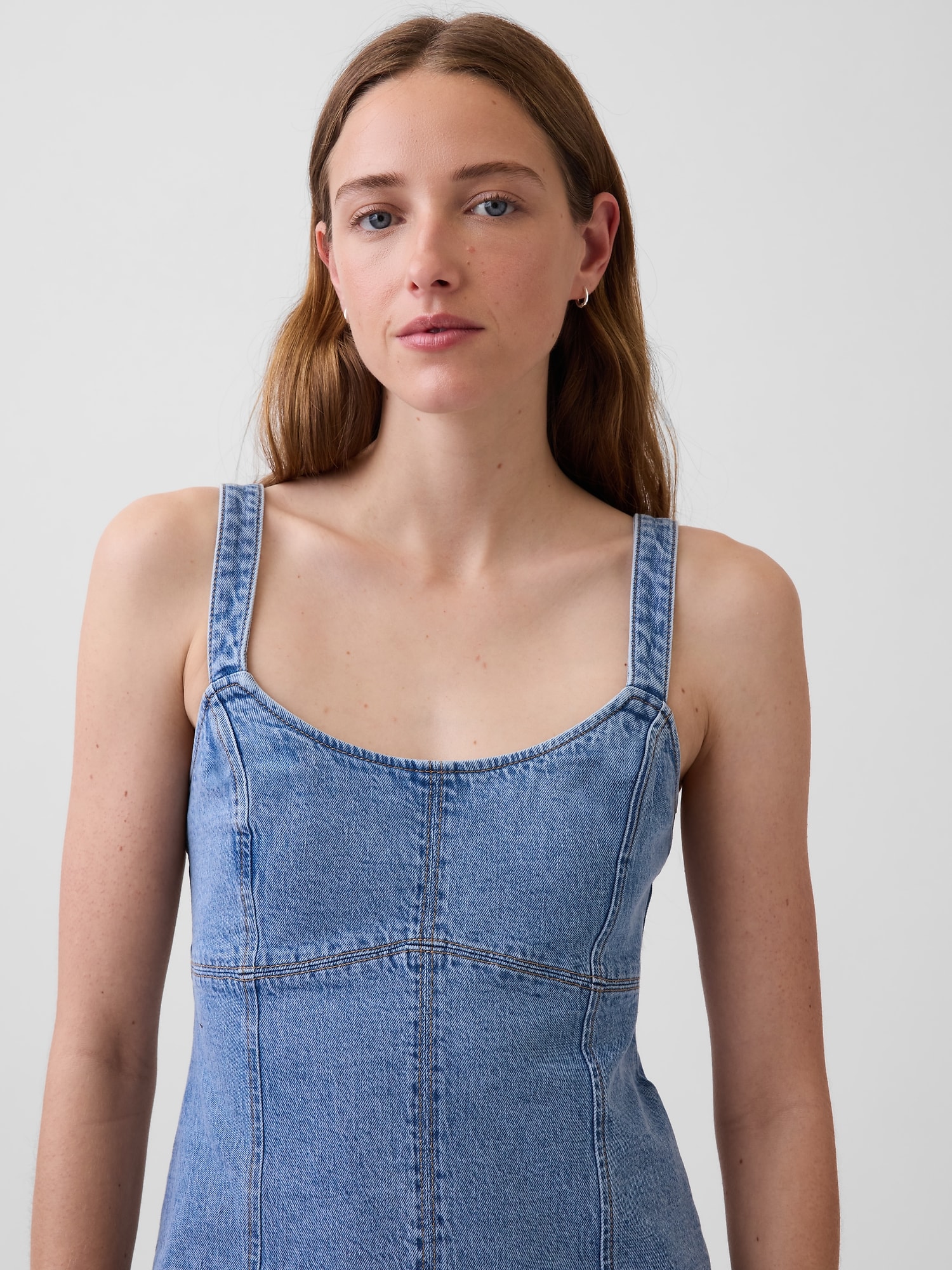 Denim Paneled Mini Dress