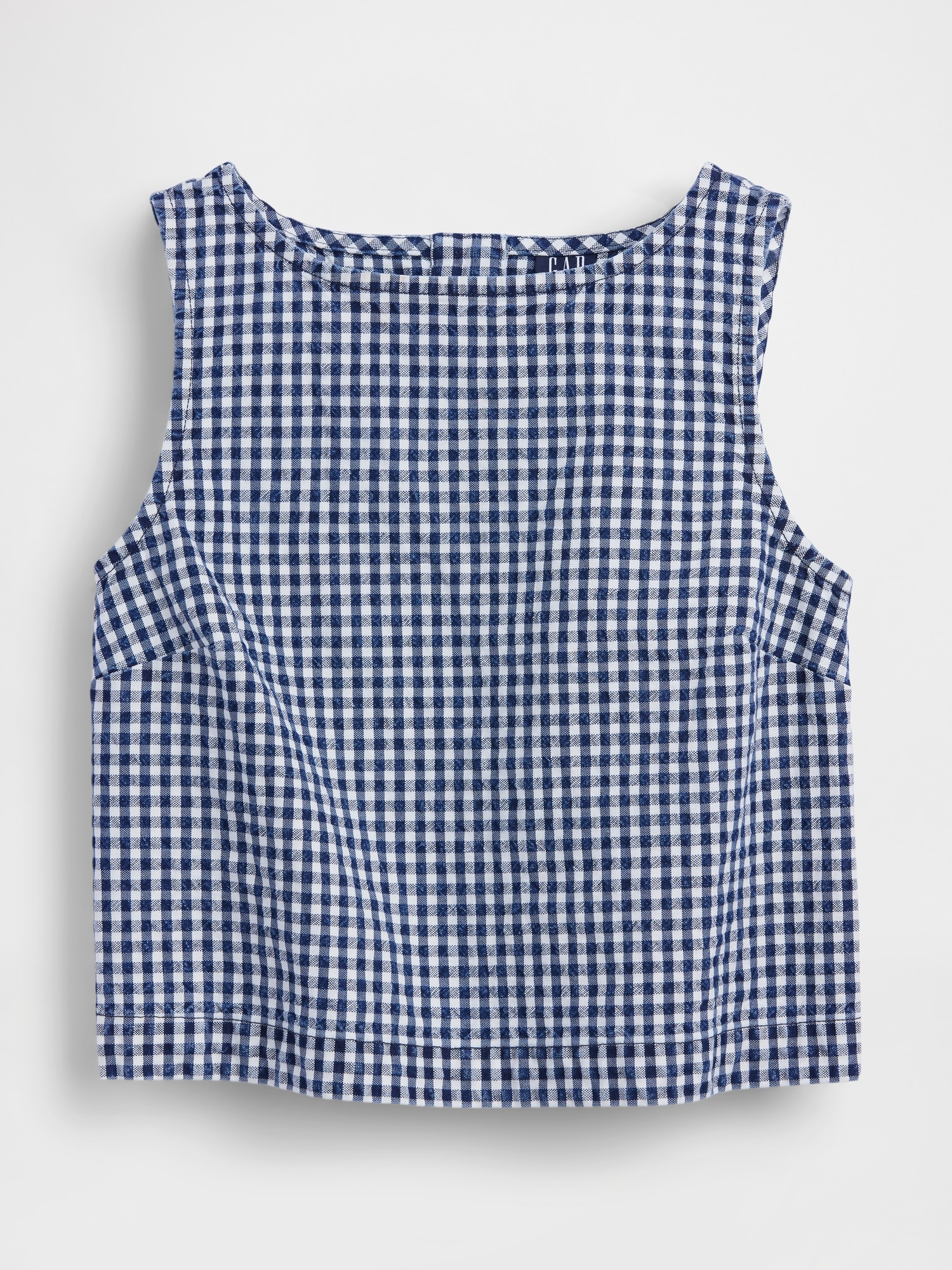 Gingham Denim Crop Shell Tank Top