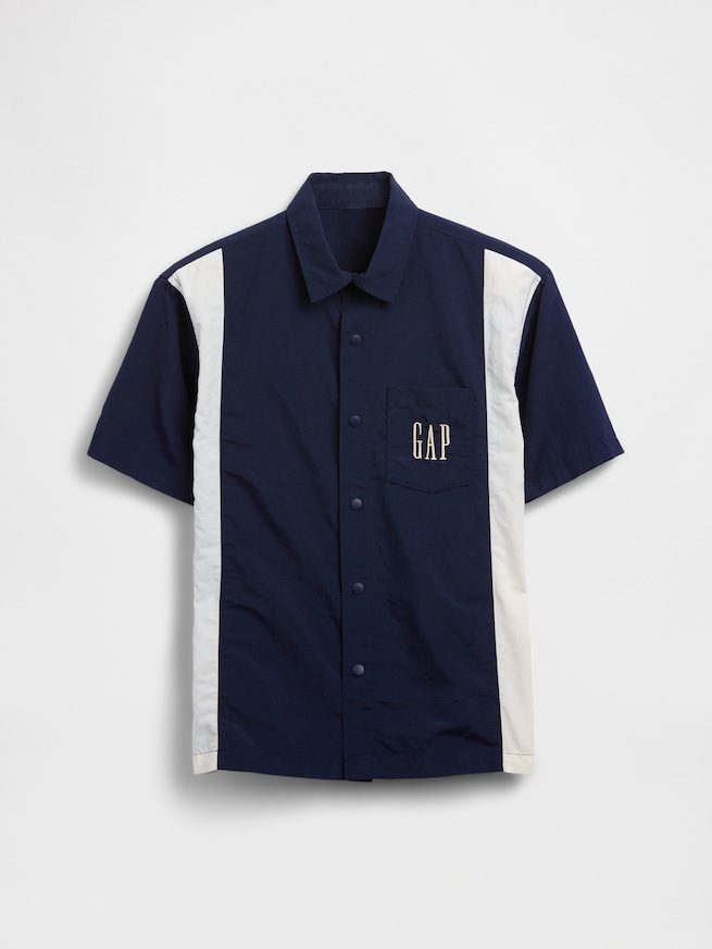 リサイクル100％ リラックスフィット カラーブロック ナイロンシャツ (キッズ)-1