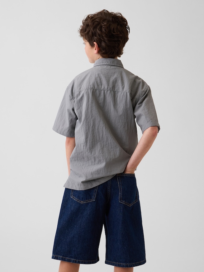 リサイクル リラックスフィット ナイロンシャツ (キッズ)-2