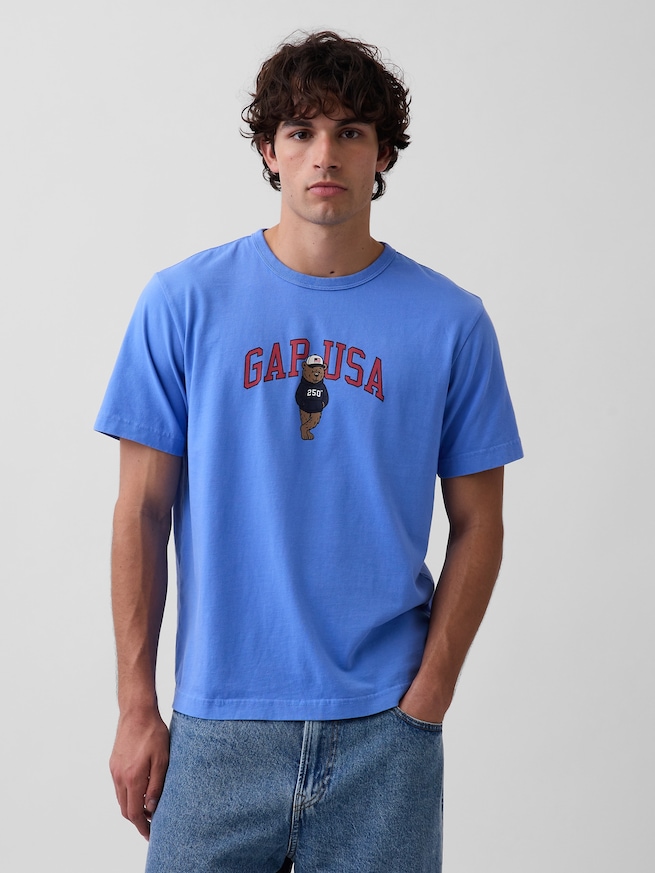 リラックスフィット ブラナンベア GAPロゴTシャツ-0