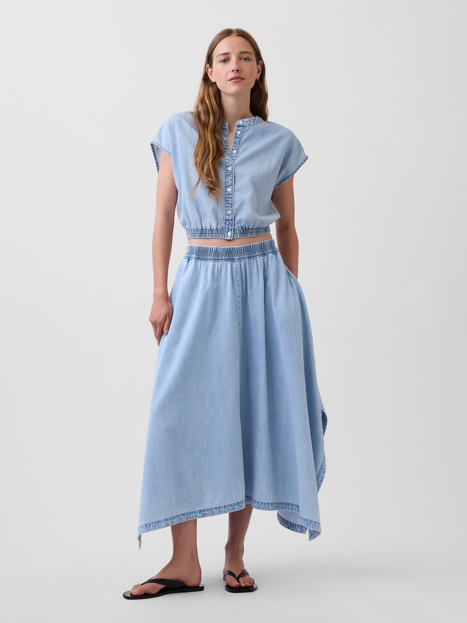 Denim Midi Handkerchief Skirt