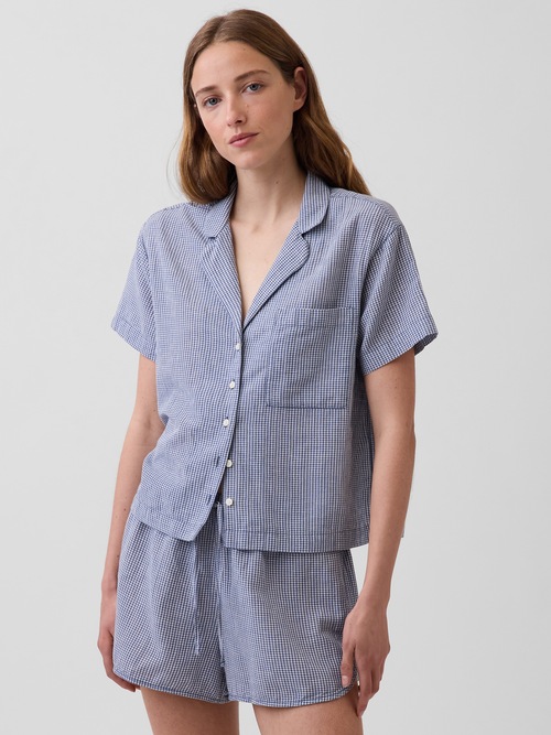 クリンクルガーゼ オーバーサイズ パジャマシャツ