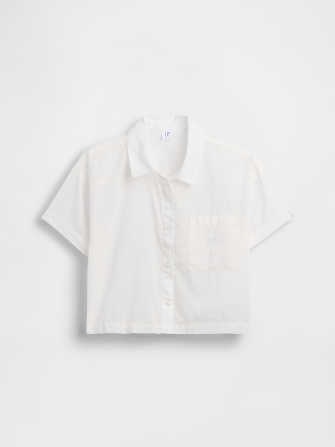 シアー リラックスフィット クロップドシャツ (キッズ)-1