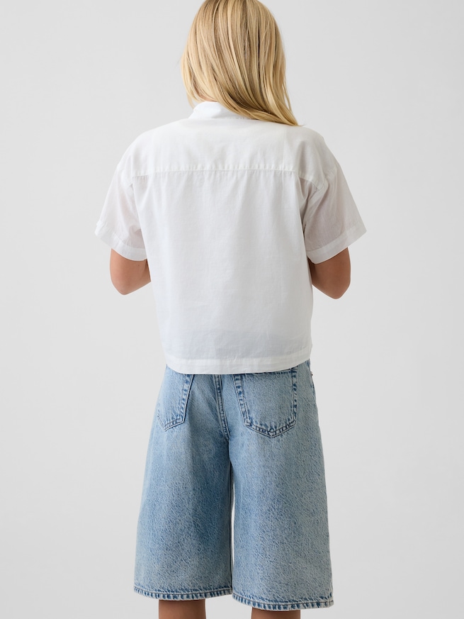 シアー リラックスフィット クロップドシャツ (キッズ)-2