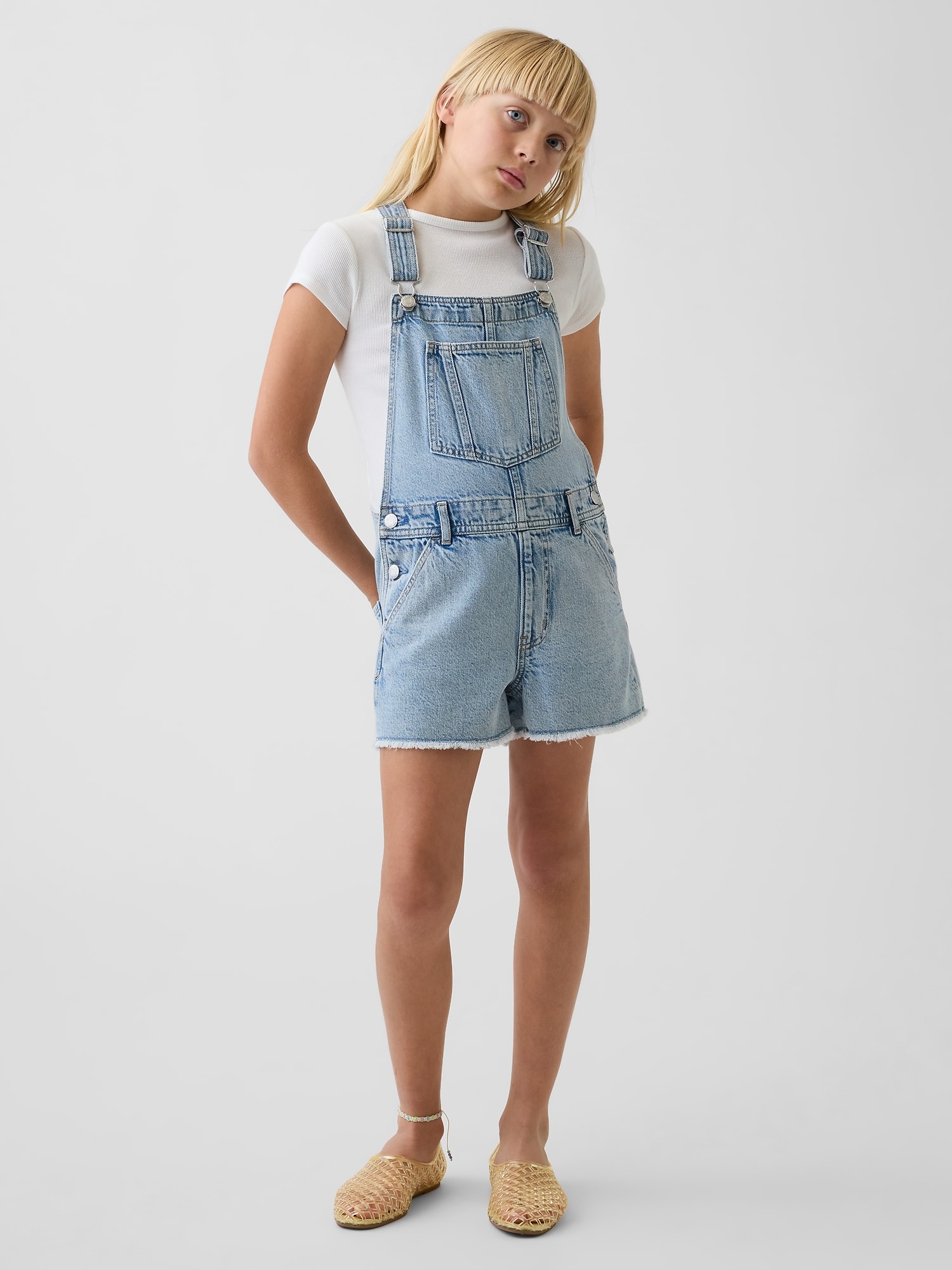 SALOPETTE COURTE AMPLE EN DENIM POUR ENFANT