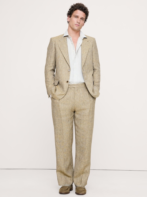 PANTALON DE COMPLET AMPLE EN LIN ITALIEN