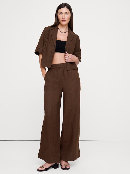 リネン ショートスリーブ ブレザートップス