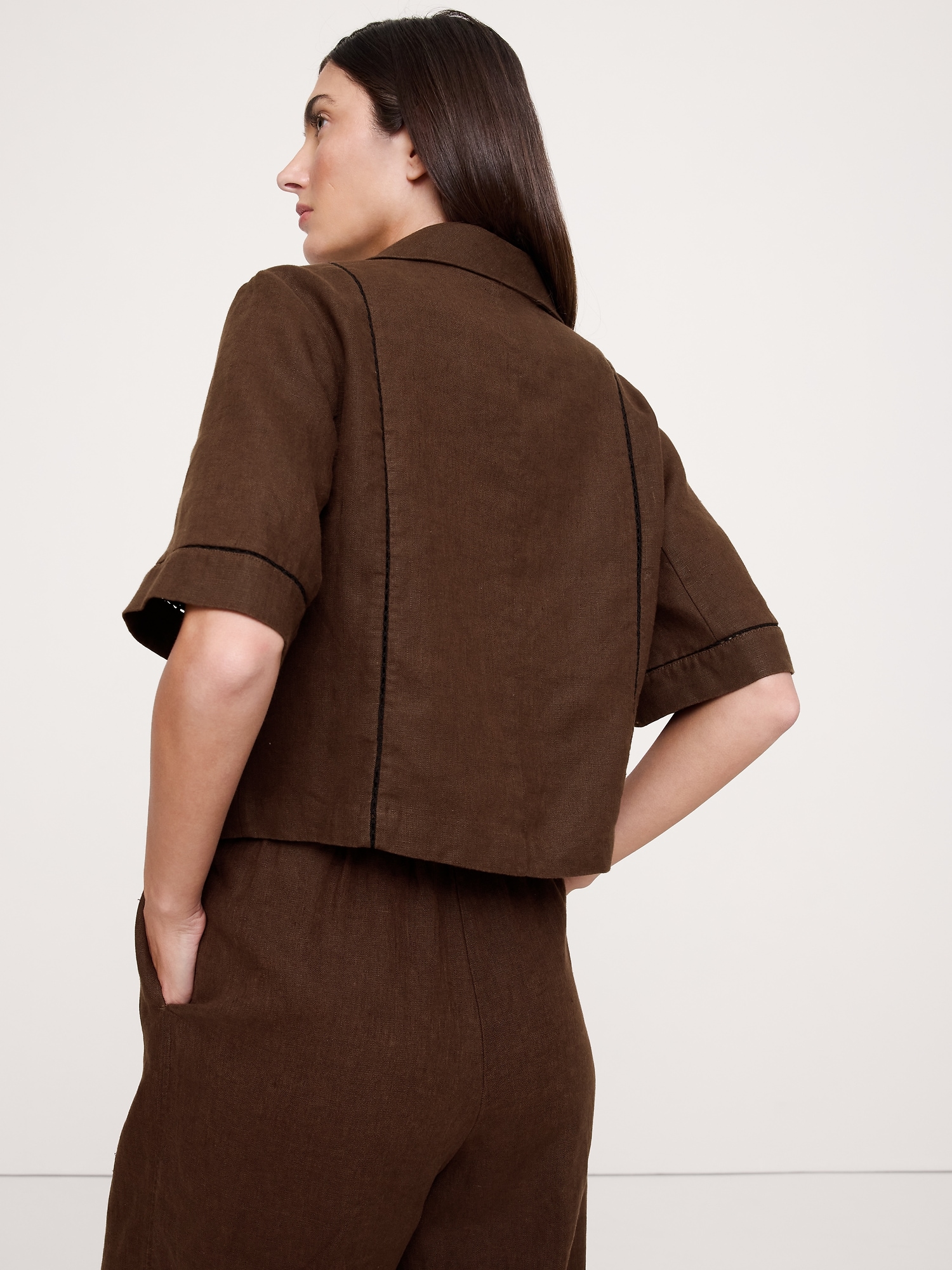 リネン ショートスリーブ ブレザートップス-2