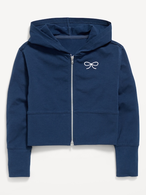 Fitted Cropped 2-Way-Zip Hoodie for Girls