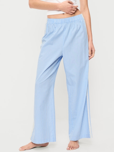 Poplin Wide-Leg Pajama Pants