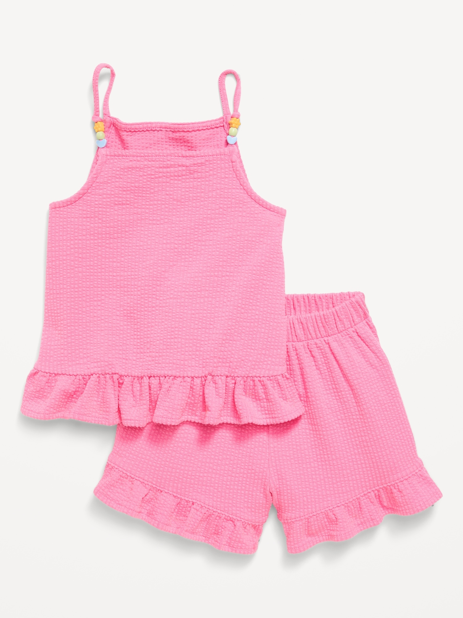 ENSEMBLE AVEC CAMISOLE À VOLANTS ET SHORT EN TISSU TEXTURÉ POUR TOUTE-PETITE