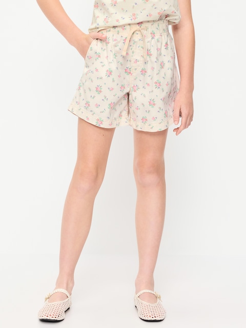Printed High-Waisted Twill Shorts for Girls