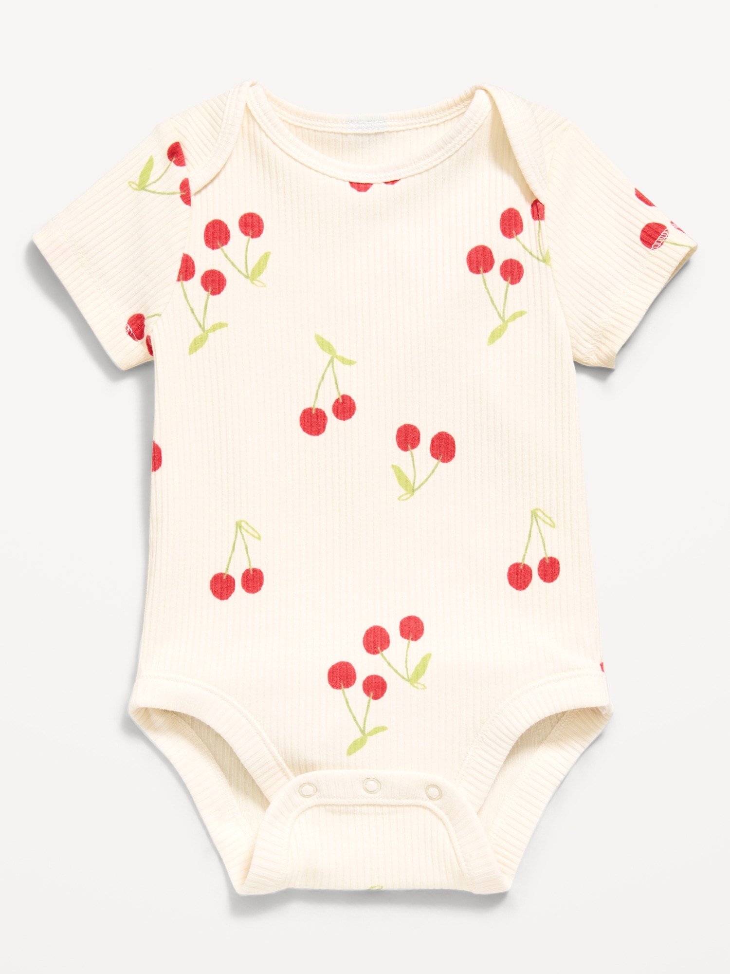 Printed Short-Sleeve Ribbed Bodysuit for Baby