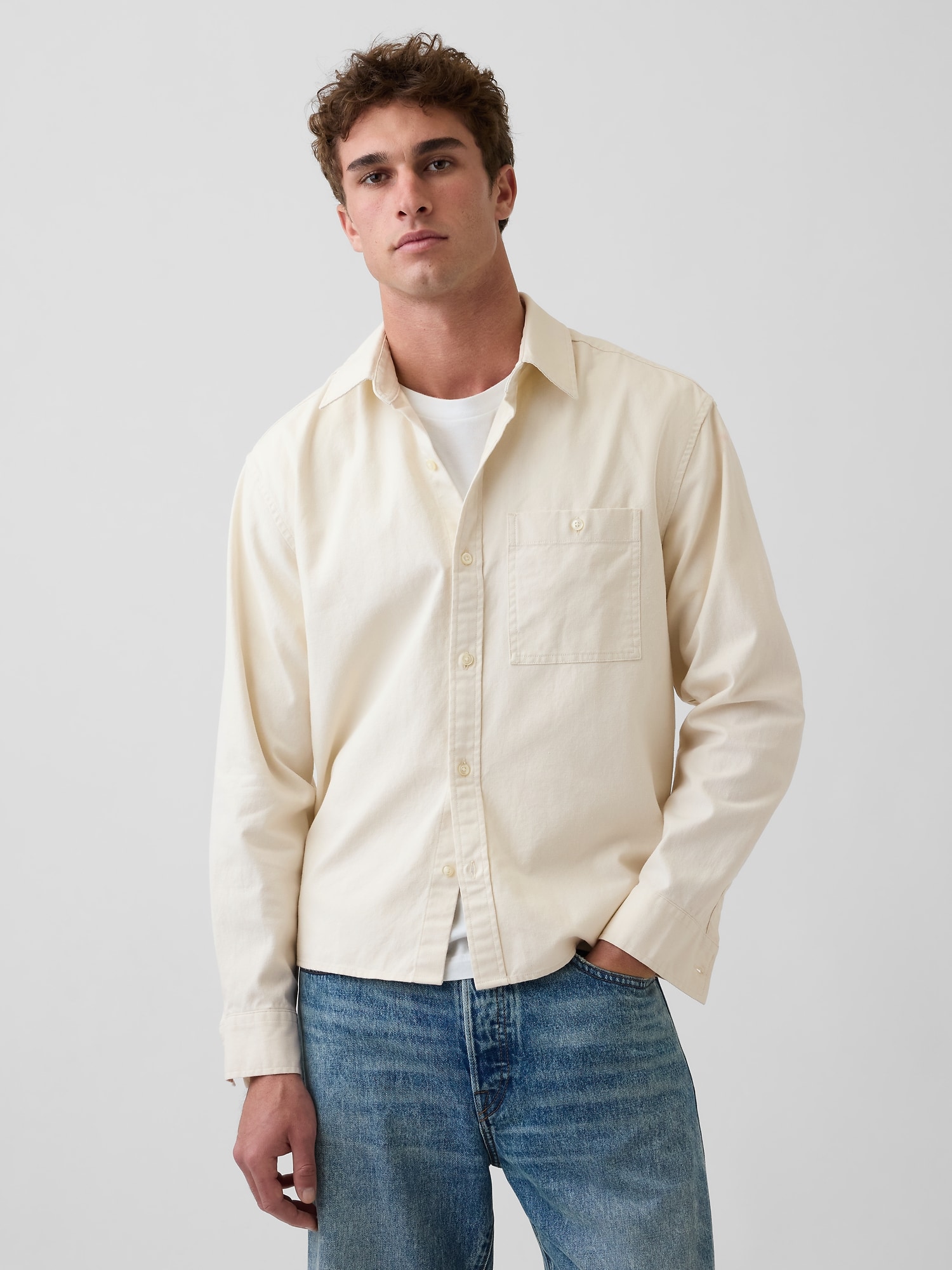 リラックス ストレートヘム キャンバス ユーティリティシャツ-2