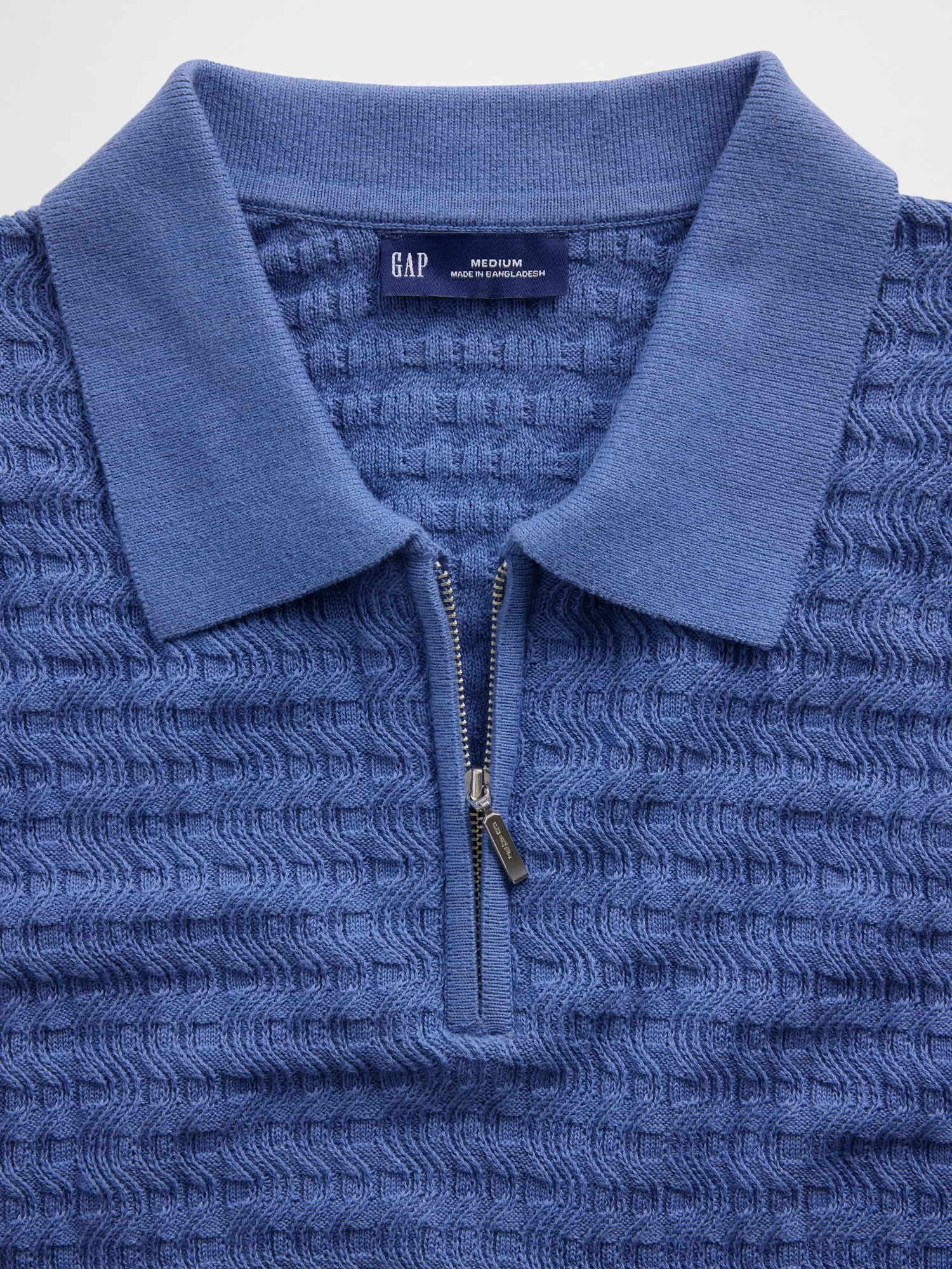 Textured Zip Polo Shirt Sweater