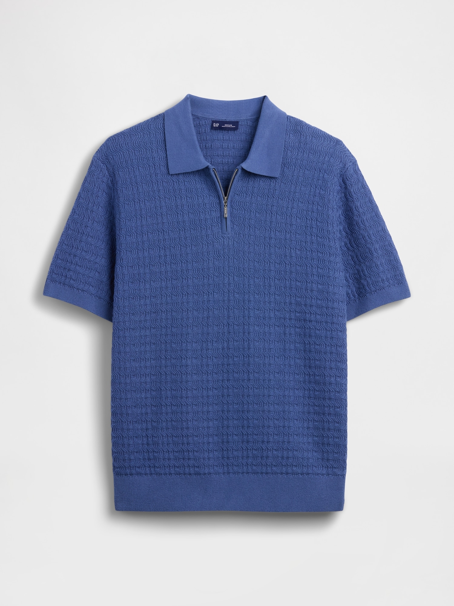 Textured Zip Polo Shirt Sweater
