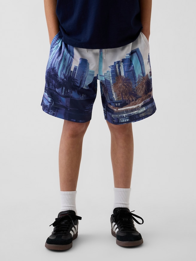 GapFit 6インチ リサイクル メッシュ イージーショートパンツ (キッズ)-2