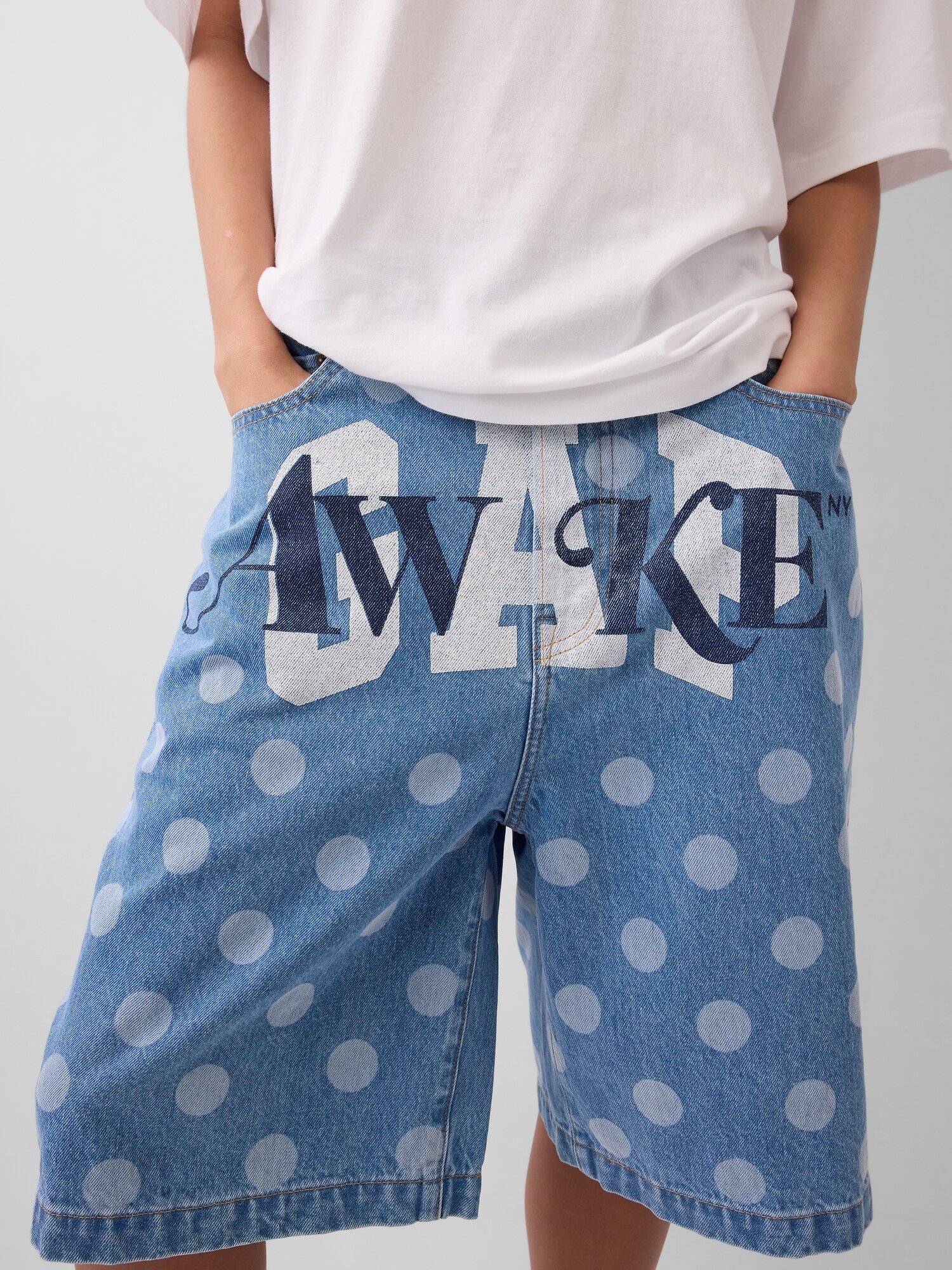 Gap Awake NY '90s ルーズフィット 水玉 デニムショートパンツ Gap × Awake NY '90s ルーズフィット 水玉 デニムショートパンツ