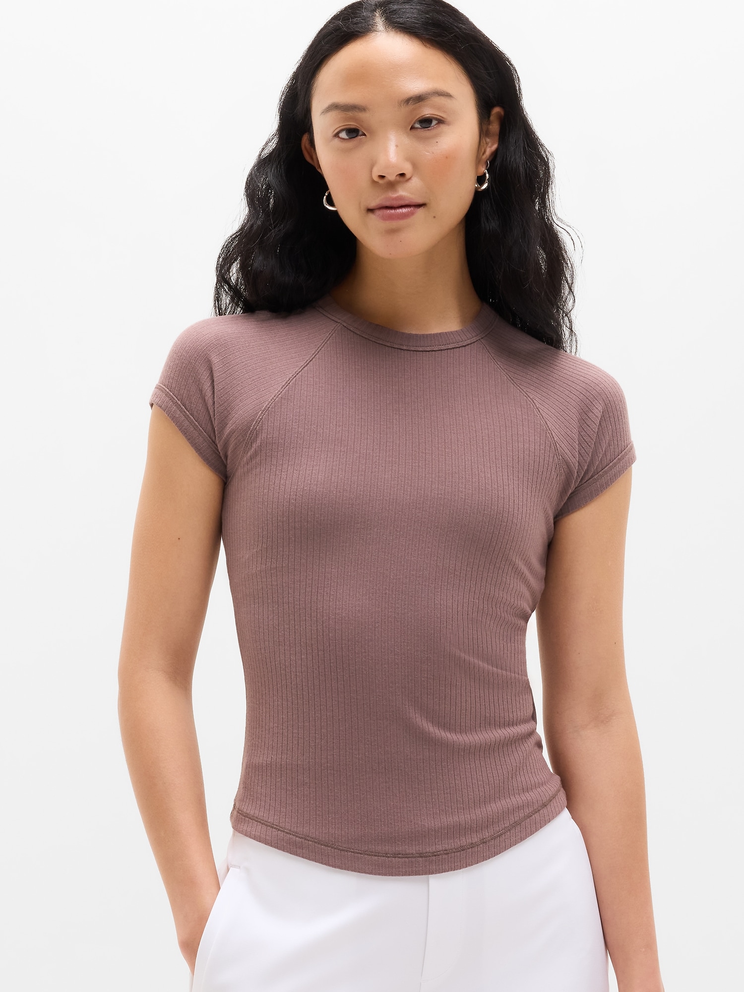 Athleta Perfect Rib Tee In Driftwood