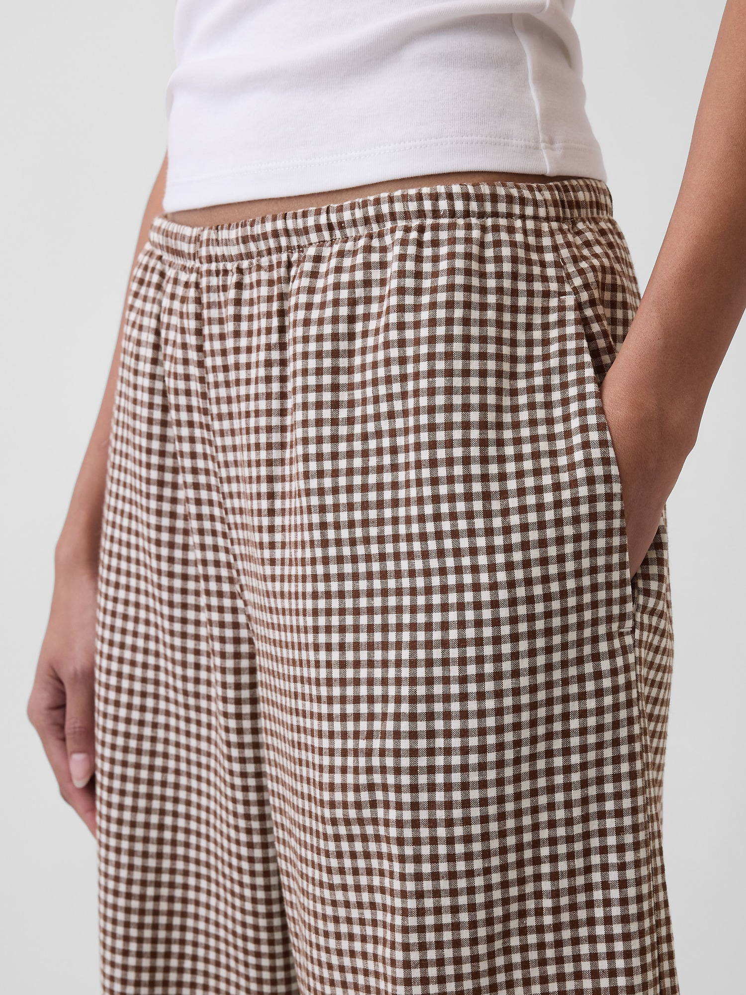 リネンブレンド イージーウエスト ワイドパンツ-4