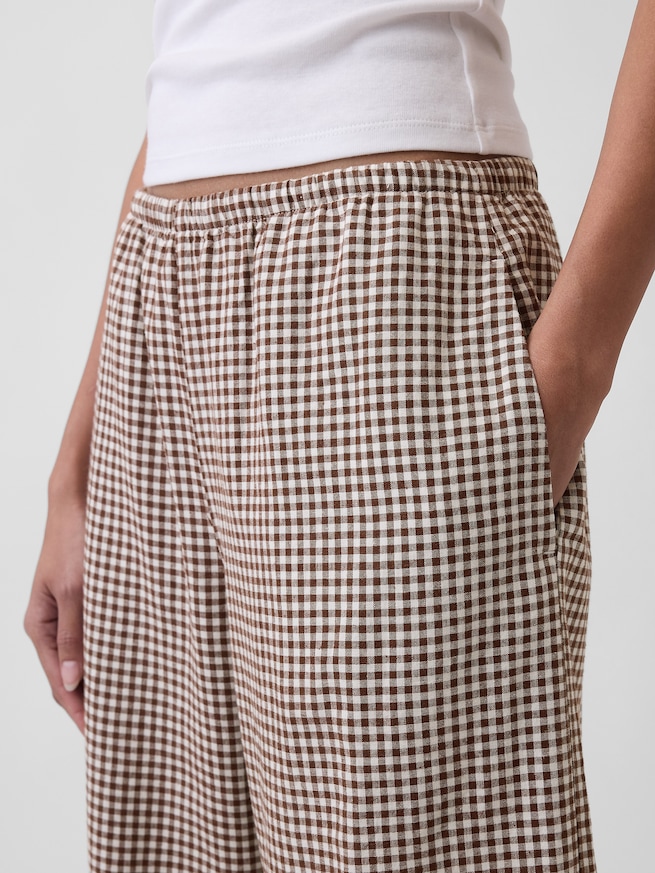 リネンブレンド イージーウエスト ワイドパンツ-4