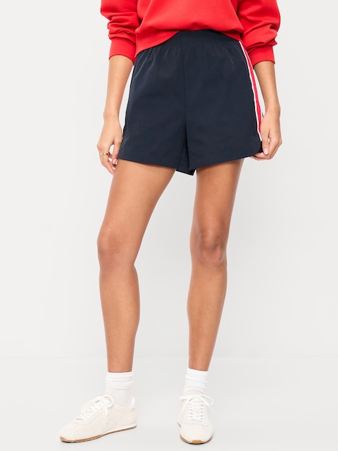 High-Waisted Poplin Run Shorts