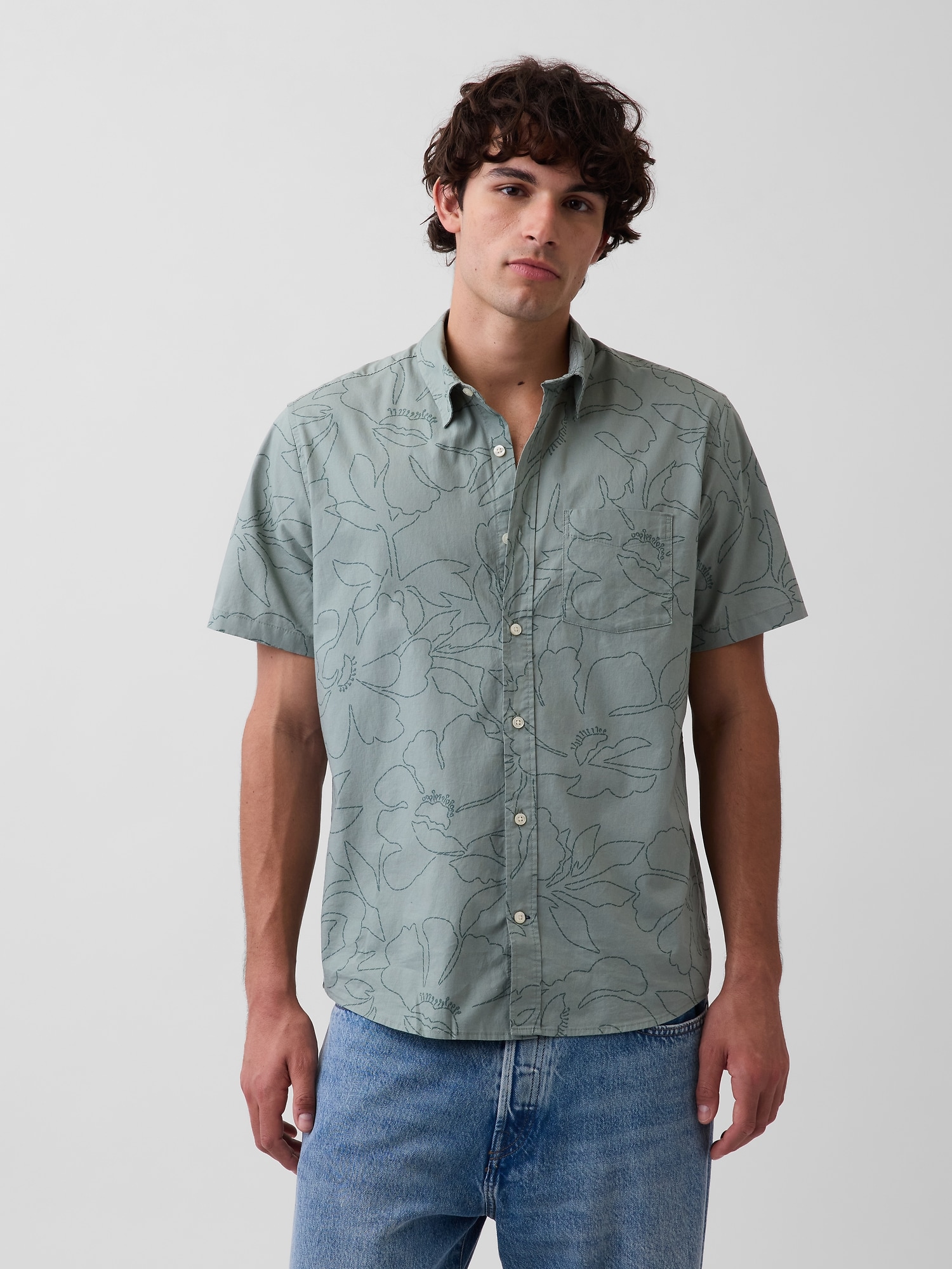 スタンダードフィット ストレッチ ポプリンシャツ-0