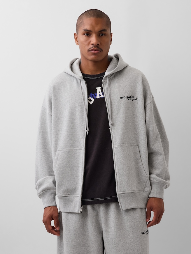 Gap × Awake NY ヘビーウェイト オーバーサイズ ロゴ ジップアップパーカー