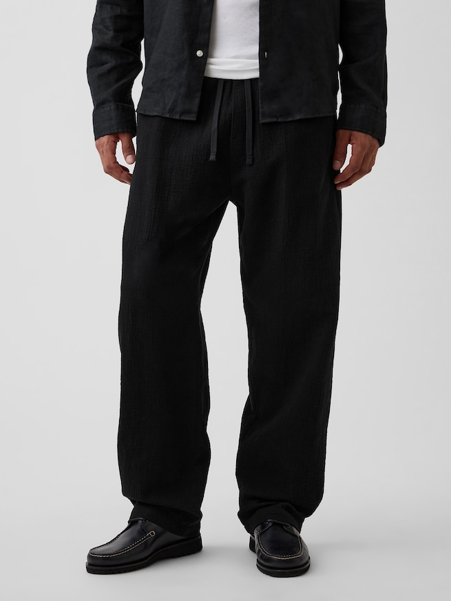 イージーウエスト バギーガーゼパンツ-1