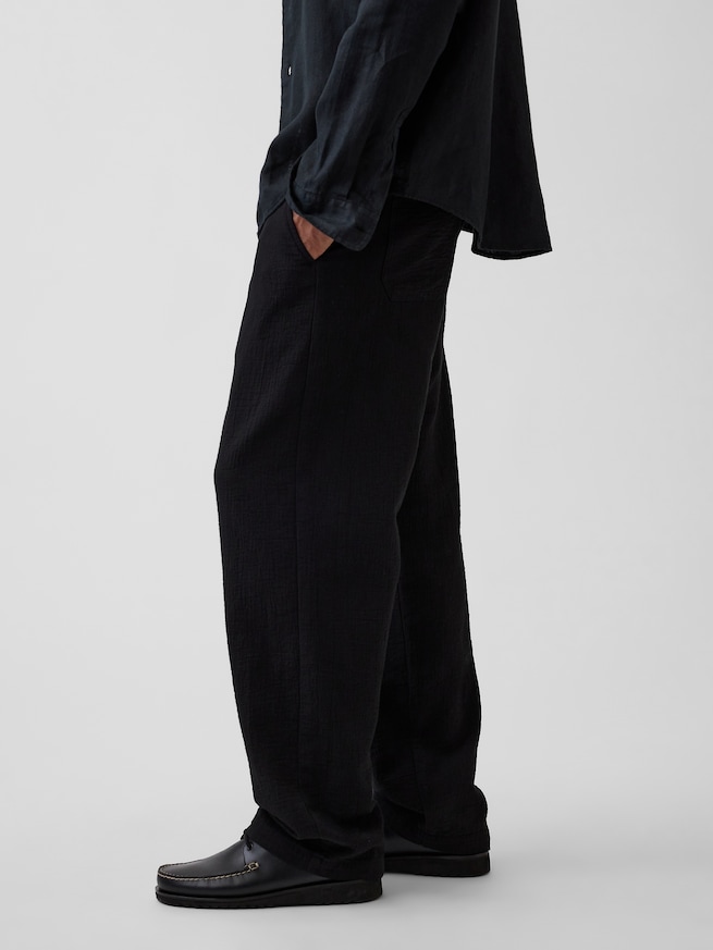 イージーウエスト バギーガーゼパンツ-2