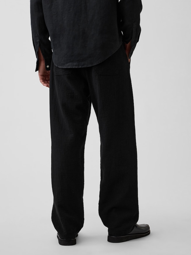 イージーウエスト バギーガーゼパンツ-3