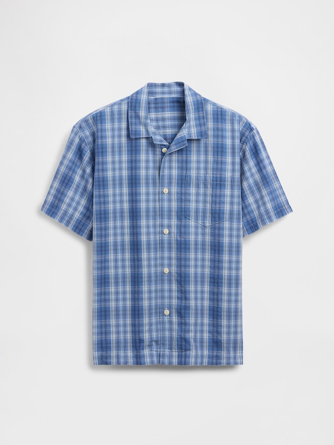 テクスチャー プレイド リラックスフィット バケーションシャツ (キッズ)-1