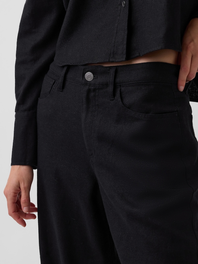 コットンリネン ワイドパンツ-4